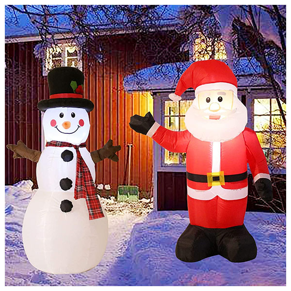 4 FT Lighted Christmas Inflatable Santa Claus and Snowman