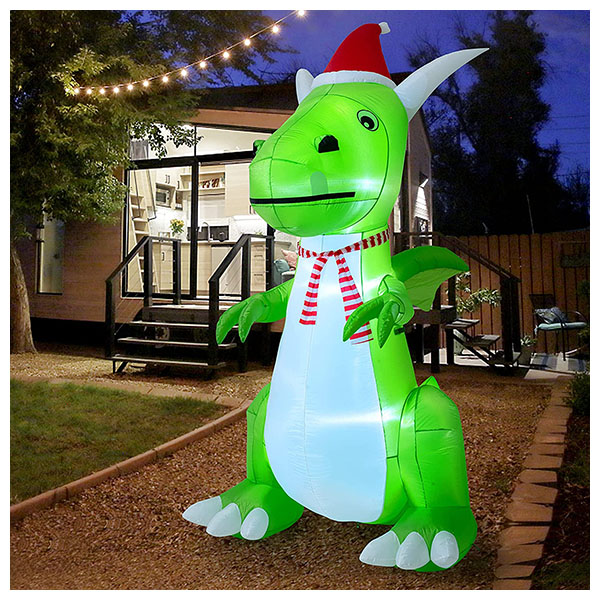 Christmas Inflatable Green Dinosaur