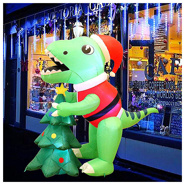 5FT Inflatable Lighted Green Dinosaur Christmas Decoration