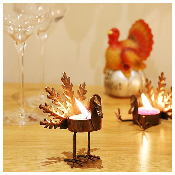 6 Pack Metal Turkey Tea Light Candle Holders