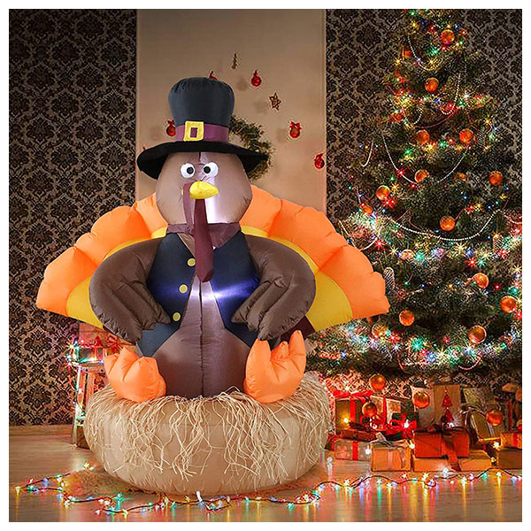 Inflatable Turkey Thanksgiving Decoration Outdoor Blow Up Turkey with LED Lights