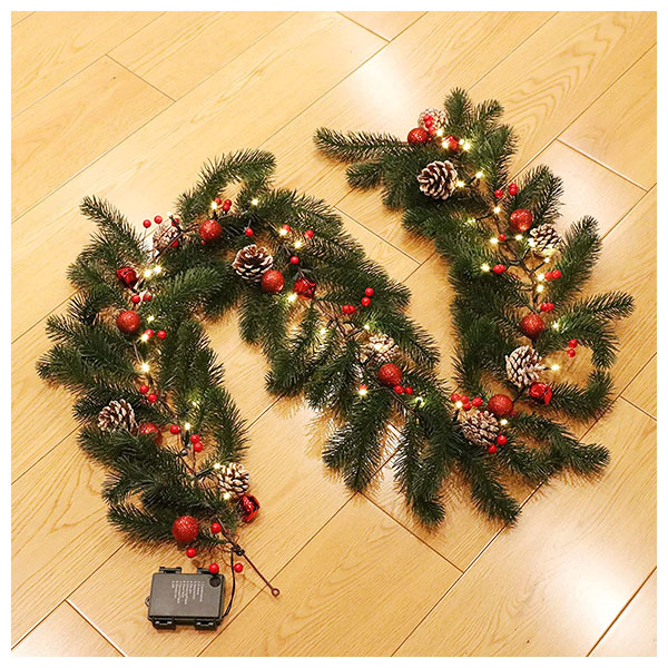 6 FT Christmas Garland Battery Operated 8 Lighting Modes