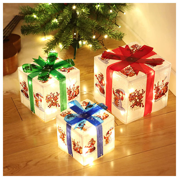 Christmas Lighted Gift Boxes 3 Pack