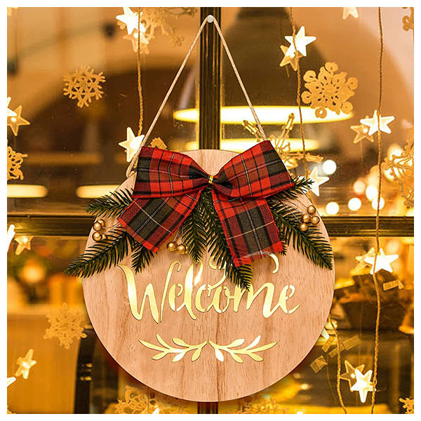 Christmas Wooden Hanging 12'' with LED Lights