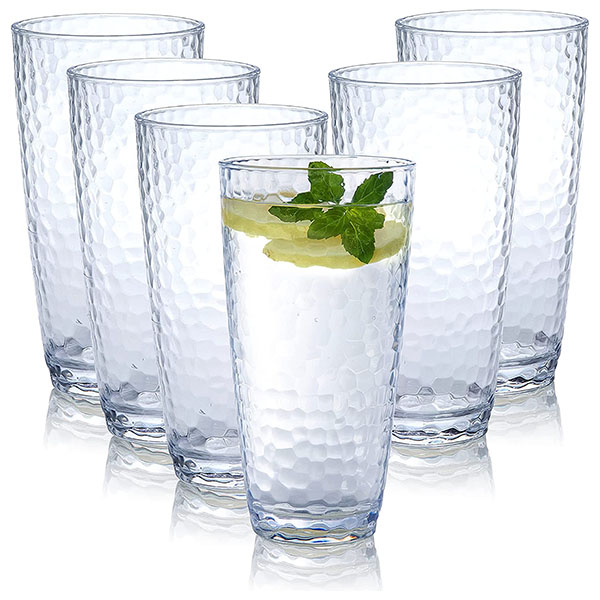 Plastic Tumbler Cups (Clear  Set of 6  25oz)