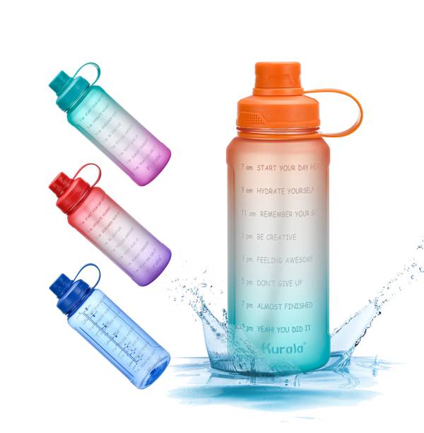 32oz Water Bottle Jug for Fitness Gym Outdoor Sports Activity  (Orange Green Gradient)